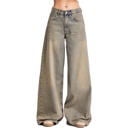 It's Basic - ELENA Palazzo Mid Rise Jeans - Bleached