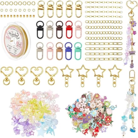 Lipgloss Sleutelhanger Maakset - 411 Stuks - Acryl Kralen en Emaille Charms - Creatief DIY Project - m-winkel