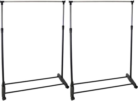 Gerimport Kledingrek - 3x - enkele stang - mobiel verrijdbaar - 90 x 160 cm