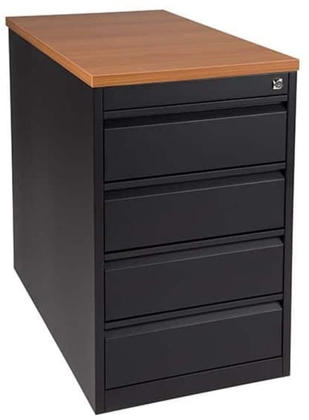 Praktische standcontainer 3 lades diep 80CM kleur Wit (RAL9010) topblad Beuken