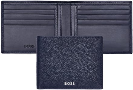 HUGO BOSS Leren Kaarthoes Classic Grained Card Case Dark Blue Donkerblauw