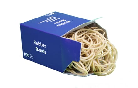 100 gram - elastiekjes - Ø40mm (65x1,5) - breedte 1,5mm - doos - naturel - ca 330 stuks