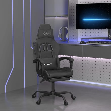 vidaXL - Gamestoel - met - voetensteun - kunstleer - zwart