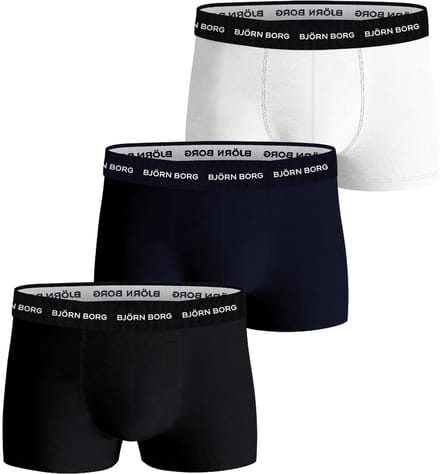 Björn Borg Cotton Stretch trunks - heren boxers korte pijp (3-pack) - wit - navy blauw - zwart