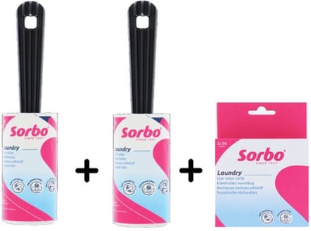 2x Sorbo Kledingroller + 1 x navulling - Kleefroller - Haarverwijderaar - Pluisroller