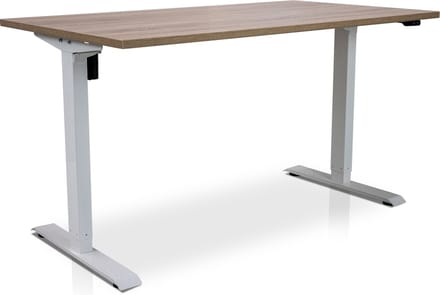 Zit-sta bureau elektrisch verstelbaar - MRC EASY | 120 x 80 cm | inclusief stekkerdoos en kabelklemmen | frame wit - blad midden eiken