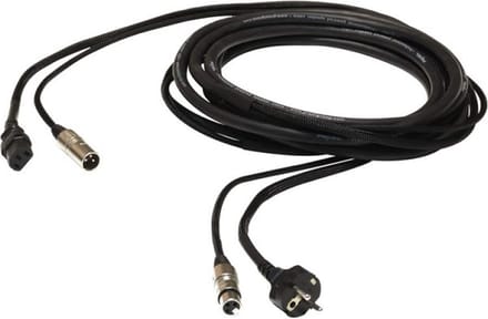 Professionele Audio/Stroomcombi-Kabel 6,3 mm XLRF Schuko 16 A 3x1,5mm2 XLRM EC3P 10m