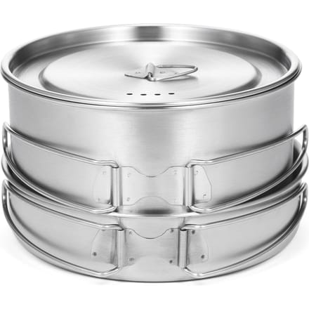 TOMSHOO 2 pièces batterie de cuisine de Camping ensemble de casserole en acier inoxydable avec poignées pliables maille argenté