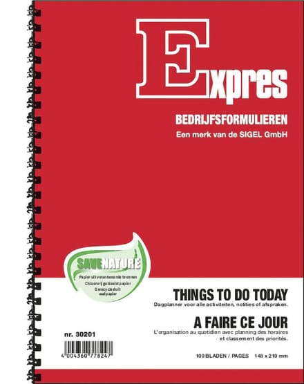 Sigel Expres things to do today boek A5 met spiraal 100 vel