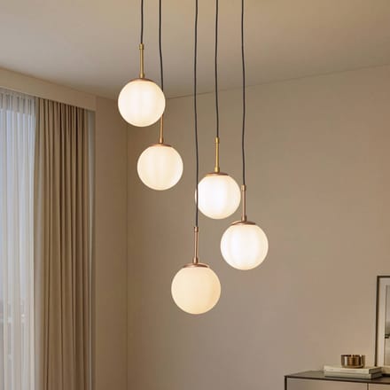Opviq Hanglamp Orbital, wit/goud, 5-lamps, glas, metaal, E14