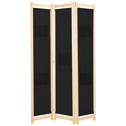 vidaXL - Kamerscherm - met - 3 - panelen - 120x170x4 - cm - stof - zwart