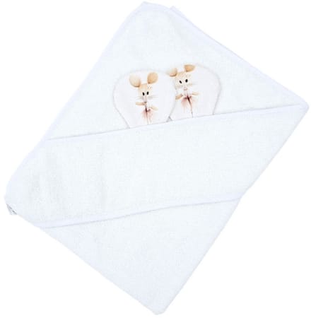 Bamboo bath cover Ballerina Mouse / White