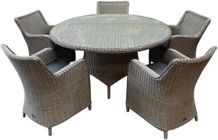 Bilbao Riccione dining tuinset 150 cm rond 6-delig grijs
