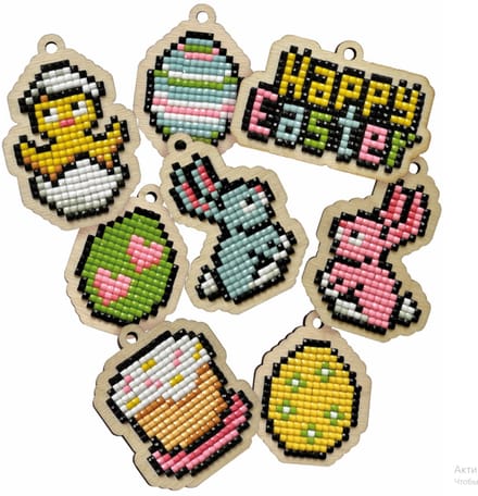 Diamond Painting - Setje met houten figuurtjes DP GARLAND EASTER SET (8 PCS) WWP0508