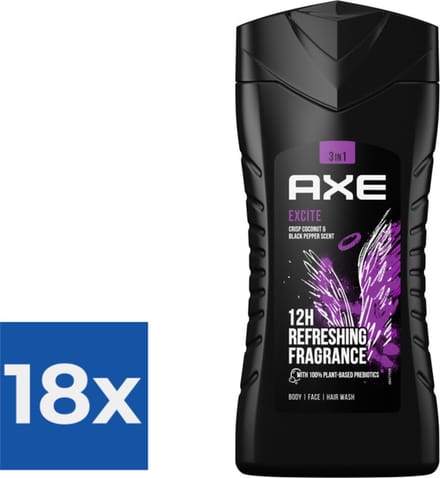 Axe Douchegel - Excite 250 ml - Voordeelverpakking 18 stuks