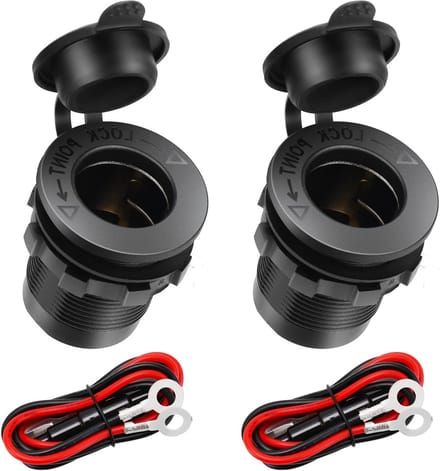 Thlevel Marine Grade Car Cigarette Lighter Socket Waterproof with 0.6 m Connection Cable, Cigarette Lighter Socket for 12V/24V DC Car Boat Motorcycle