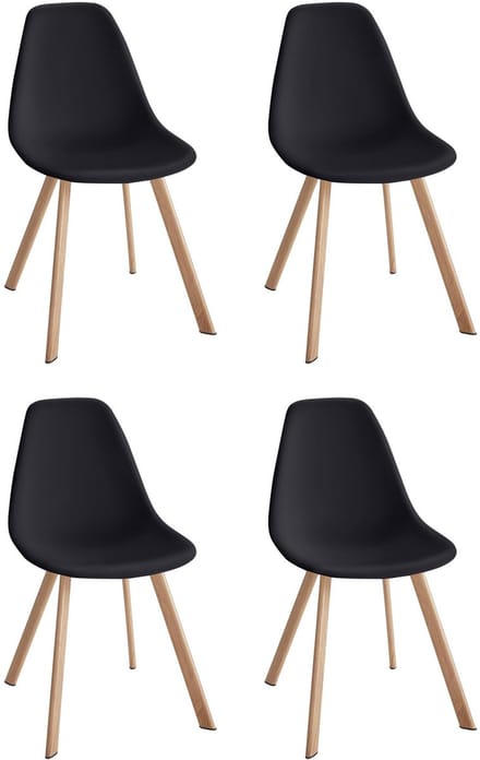 Veneto-Eetkamerstoel - Set van 4 - Zwart Plastic