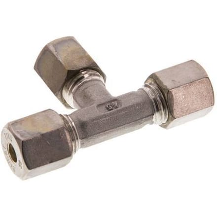 6S RVS T-stuk Knelfitting 630 Bar DIN 2353 - FL3T-O-ST-06-S