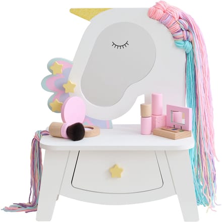 Teamson Kids Tafelblad Kaptafel Kinderen Met Accessoires - Eenhoorn - Wit