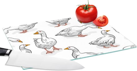 Glazen Snijplank - 28x20 - Patroon - Vogel - Gans - Snijplanken Glas