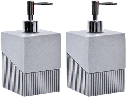 Atmosphera Zeeppompje/dispenser - 2x - grijs - marmer look - 9 x 17 cm - stijlvol / sjiek