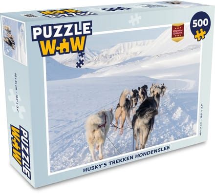 Puzzel Husky's trekken hondenslee - Legpuzzel - Puzzel 500 stukjes