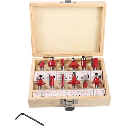 12 stuks 8 mm Schacht Gesoldeerd Carbide Bovenfreesbit Houtbewerking Freesbit Set in Houten Kofferdoos