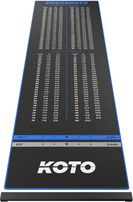 KOTO - Oche Carpet Checkout - Dartmat - Blauw 285 x 80 cm + Oche Score Indicator - Antislip