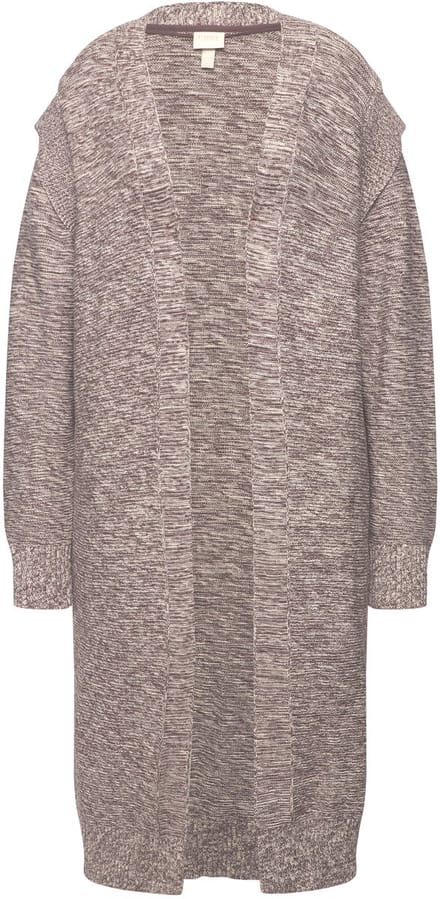 Ulla Popken - Dames - Lang vest open model biologisch katoen - Donkertaupe - Maat 42+