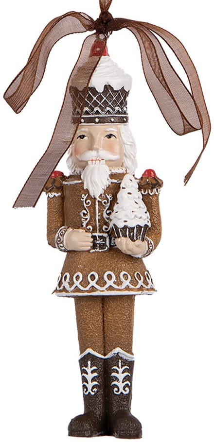 Clayre & Eef Kersthanger Notenkraker 4x2x13 cm Bruin Kunststof