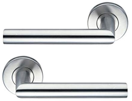 Modern paar deurgrepen met glad design - 7mm vierkante as - Zilvergrijs