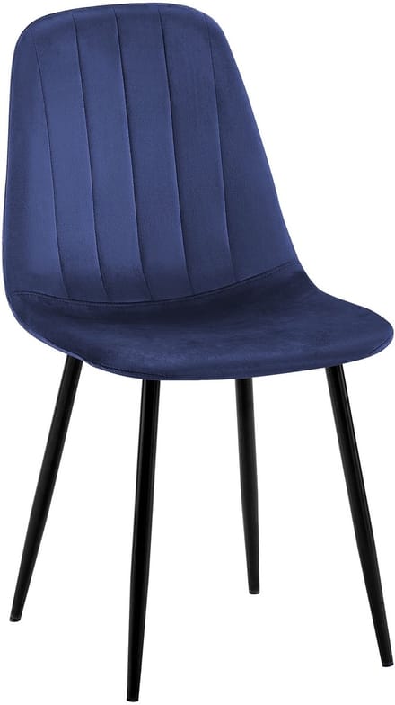 CLP Baxter Eetkamerstoel - Zwart Metalen Frame - Velvet - Fluweel - Metaal/blauw