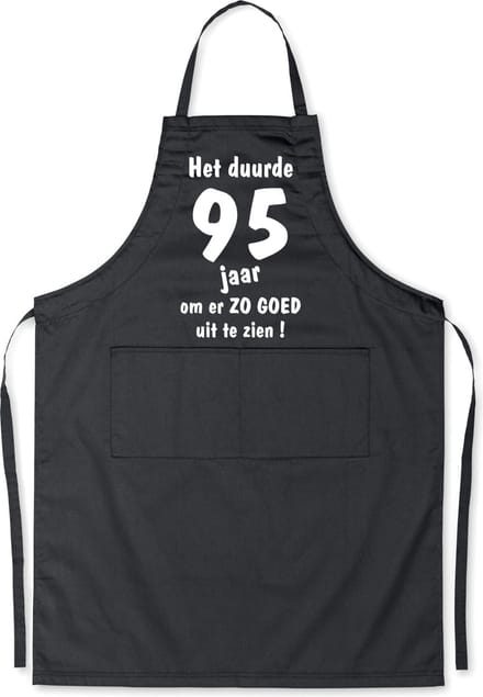 Mijncadeautje - Luxe Keukenschort - Het duurde 95 jaar - Unisex - Zwart - Leeftijd
