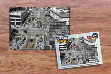 Puzzel Zwart witte luchtfoto van het Amerikaanse Manhattan - Legpuzzel - Puzzel 500 stukjes