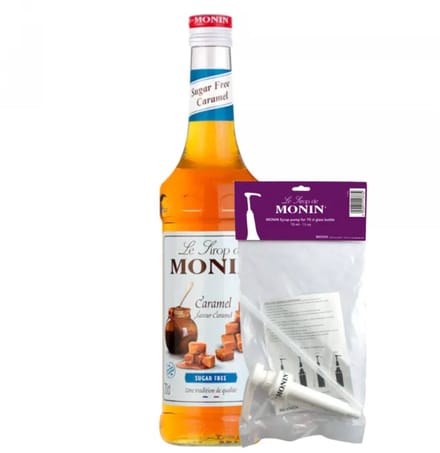 Monin Siroop Caramel Suikervrij 70 cl + Pompje