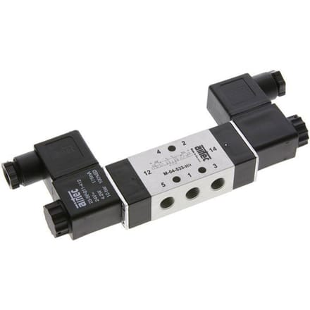 5/3 G1/8 '' Middenuitlaat Magneetventiel 12V DC 3-10bar/42-140psi Airtec