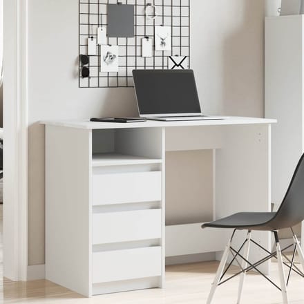 vidaXL - Bureau - 102x50x75 - cm - bewerkt - hout - wit