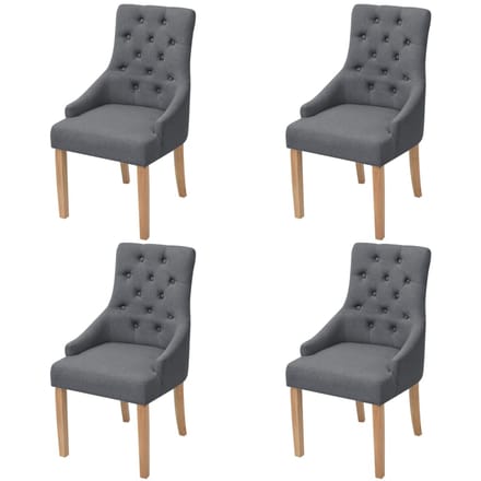 vidaXL - Eetkamerstoelen - 4 - st - stof - donkergrijs