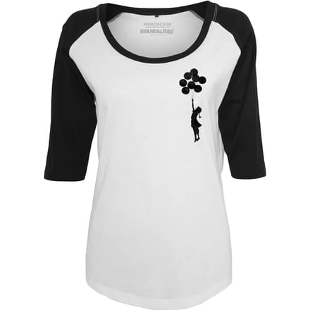 Merchcode Banksy - Brandalised - Banksy's Graffiti Balloons Raglan top - L - Wit/Zwart