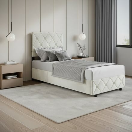 Meubella - Eenpersoonsbed Hernandez - Beige 90x200 cm - Met gaslift