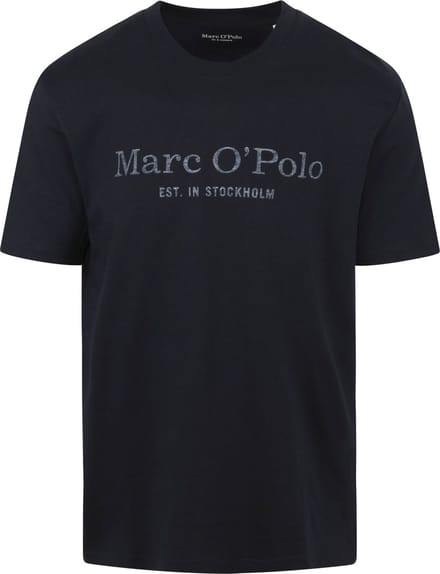 Marc O'Polo T-Shirt Logo Donkerblauw - Maat M - Heren - Casual T-shirts