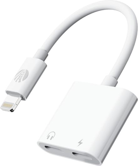 Lighting Adapter - 2 in 1 Aux - Audio Splitter - Audio Jack 8 Pin Naar 8 Pin + 8 Pin - en Oplaad Adapter - Wit