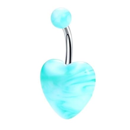 Fako Bijoux® - Navelpiercing - Hart Acryl - Marmerlook Groen