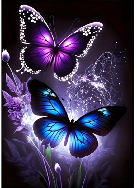 nr 391 Diamond Painting vlinders paars blauw 30x20cm
