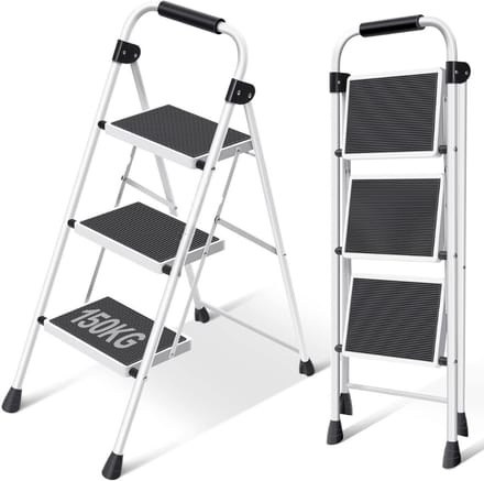 Thuys – Huishoudtrap 3 Treden – Keukentrap – ‎41cm x 13cm x 91cm – Wit