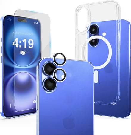 Hoesje Geschikt voor iPhone 16 Transparant - 2x Screenprotector - Geschikt voor MagSafe - Camera Lens Protector - Anti Shock