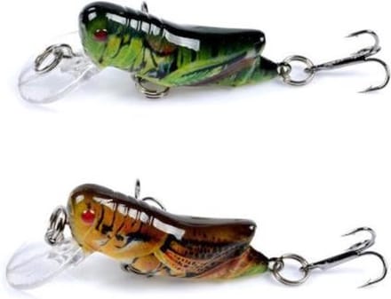 Goedkoopbaarzen - Sprinkhanen - Groen & Bruin - Pluggen set - Kunstaas - 4,5 cm - 3,5 gram