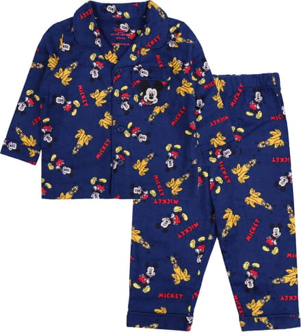 Mickey Mouse - Tweedelige Flanellen Marineblauwe Pyjama