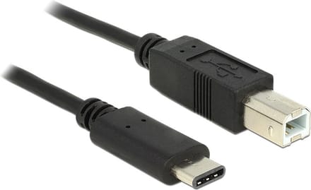 USB-C naar USB-B kabel - USB2.0 - tot 3A / zwart - 0,50 meter