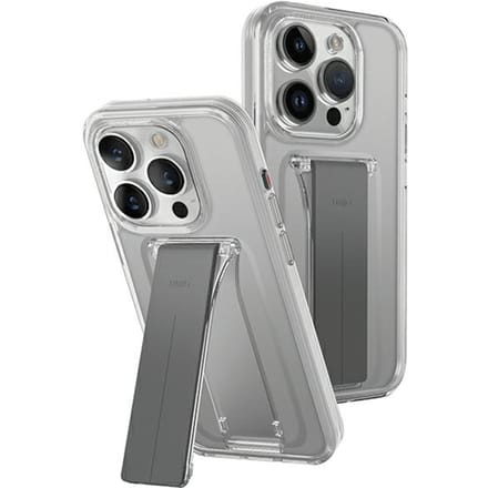 Uniq Heldro Serie - Transparante Smartphonehoes - Ingebouwde Stand - Voor iPhone 15 Pro